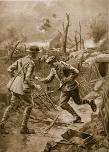 「死ぬまで忠実に」：傷ついたイギリス人ランナーがメッセージを伝えると死去、1914-19 作： William Barnes Wollen